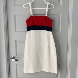 Jacob nautical strapless silk and linen dress